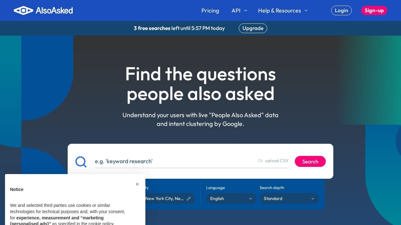 AlsoAsked website screenshot