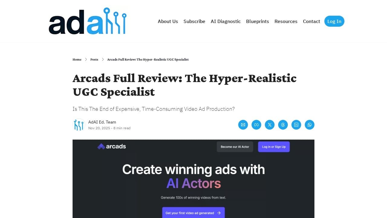 Arcads website screenshot