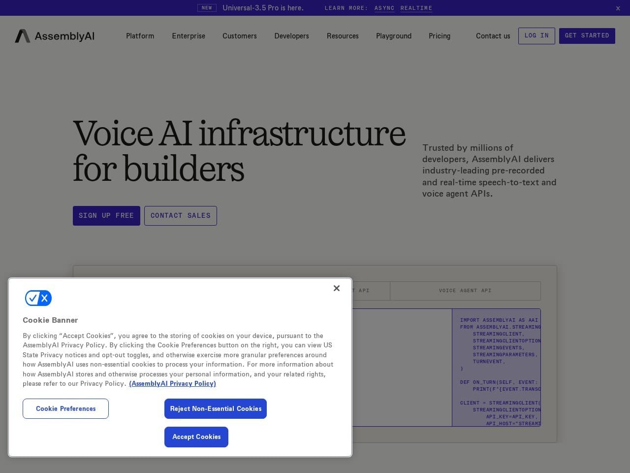 AssemblyAI website screenshot