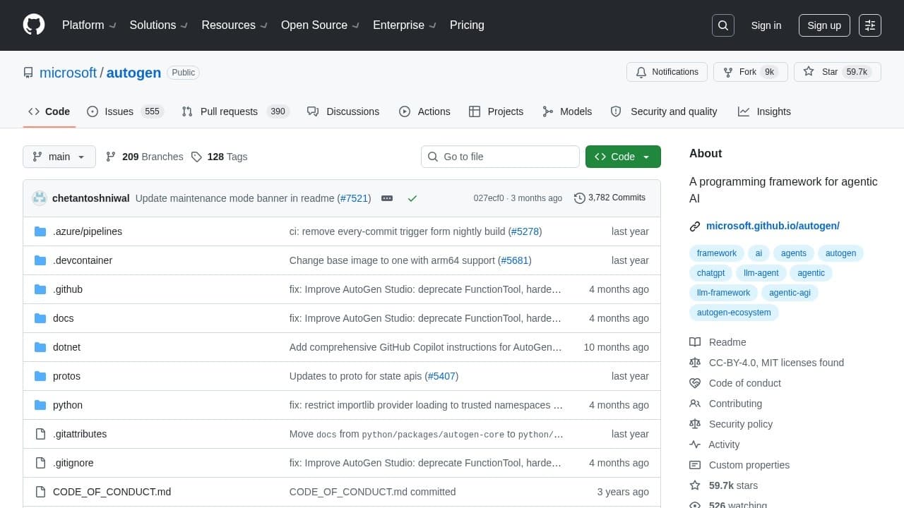 AutoGen website screenshot