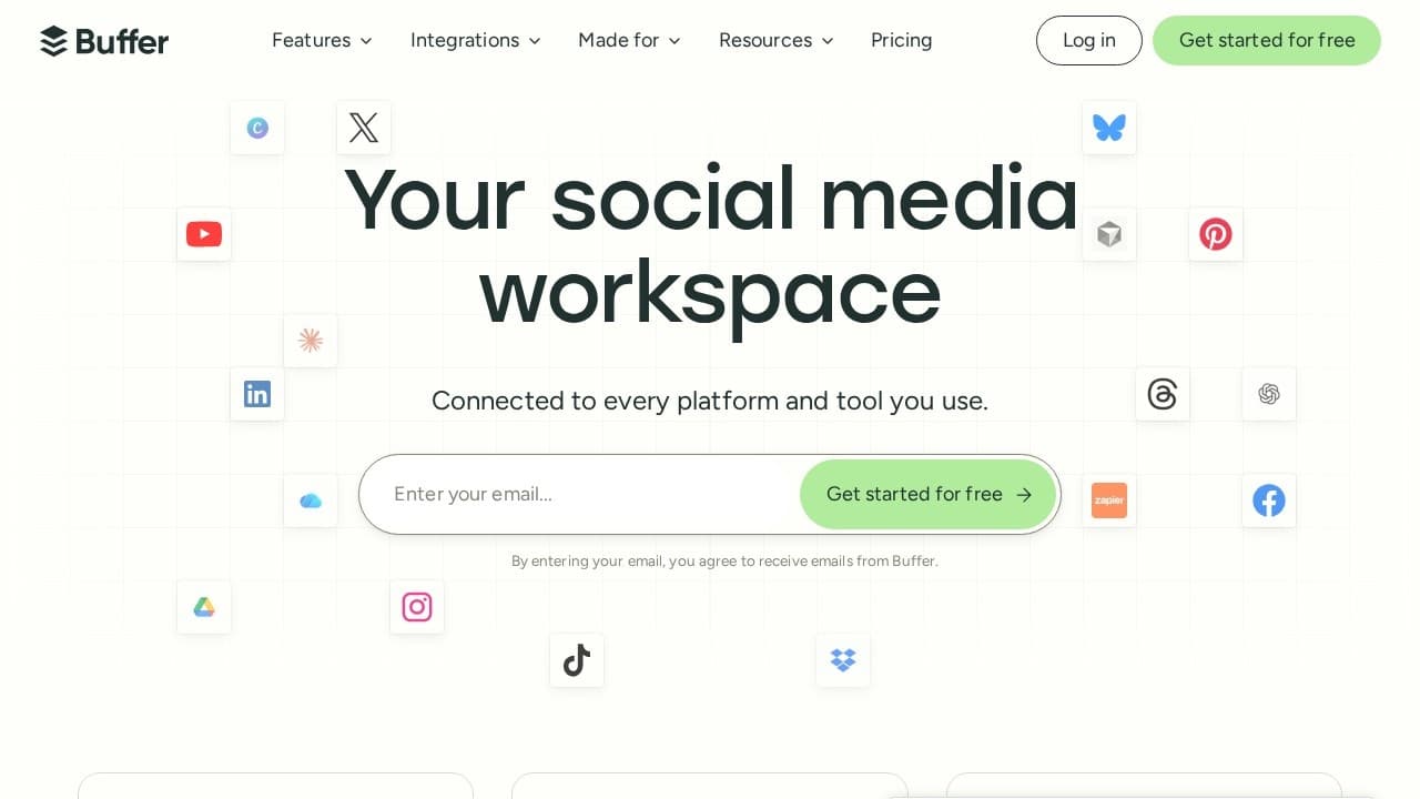 Buffer website screenshot