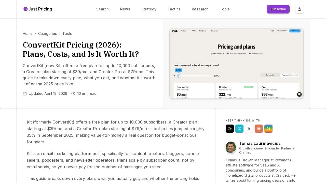 ConvertKit (Kit) website screenshot