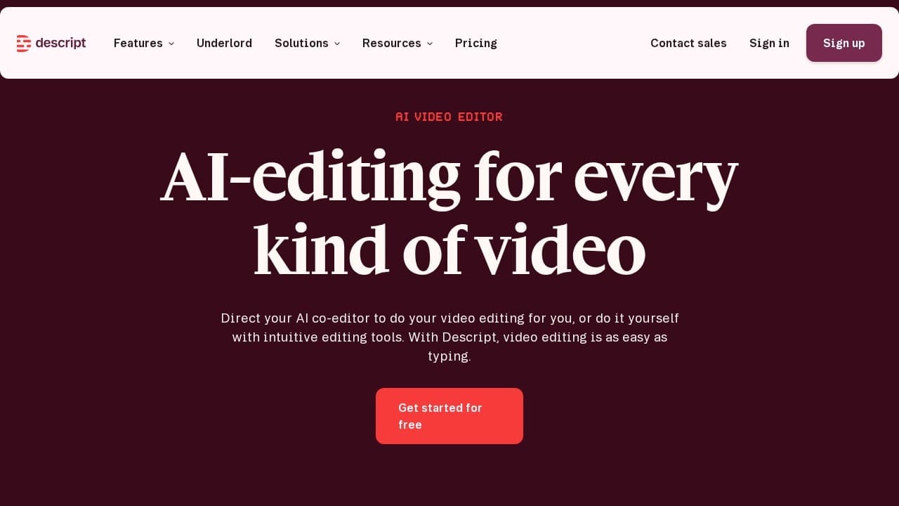 Descript website screenshot
