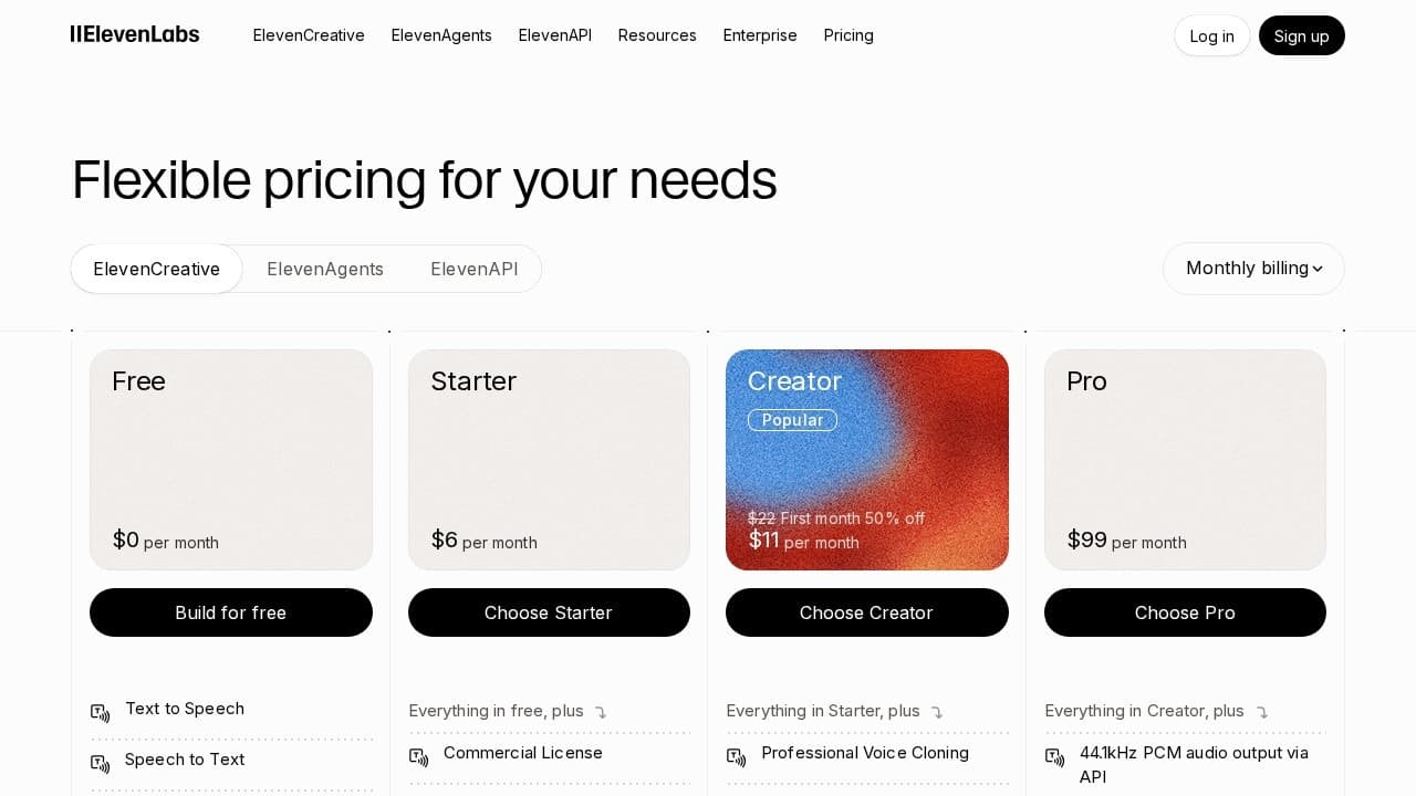 ElevenLabs website screenshot