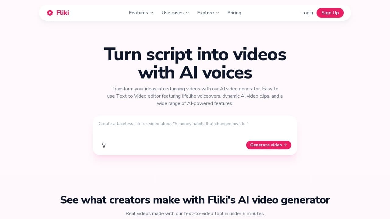 Fliki website screenshot