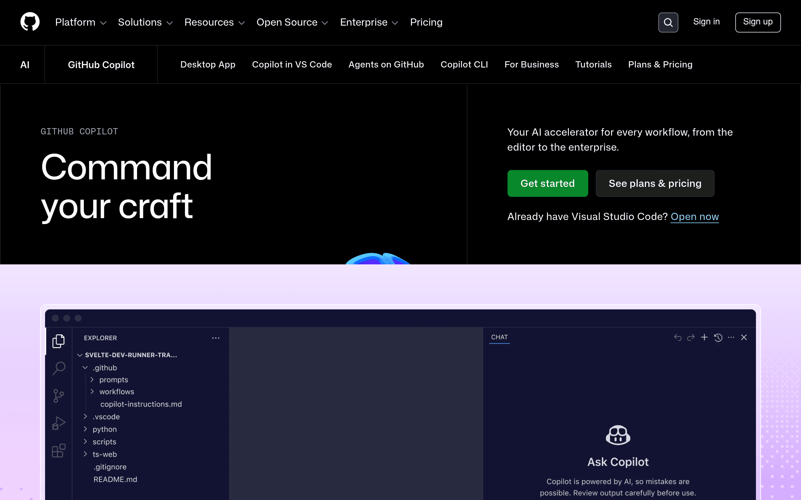 GitHub Copilot website screenshot