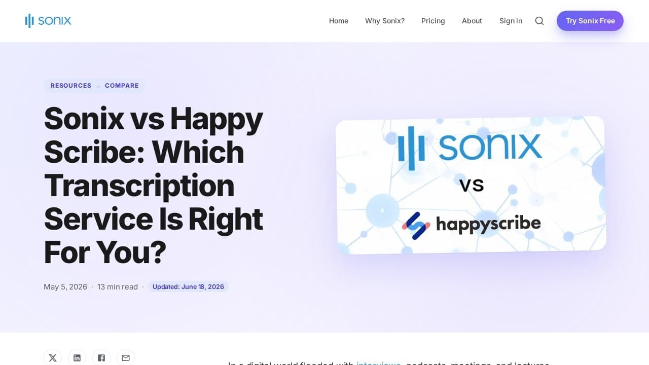Happy Scribe website screenshot