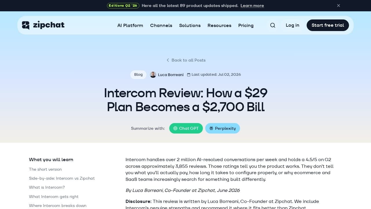 Intercom Fin website screenshot