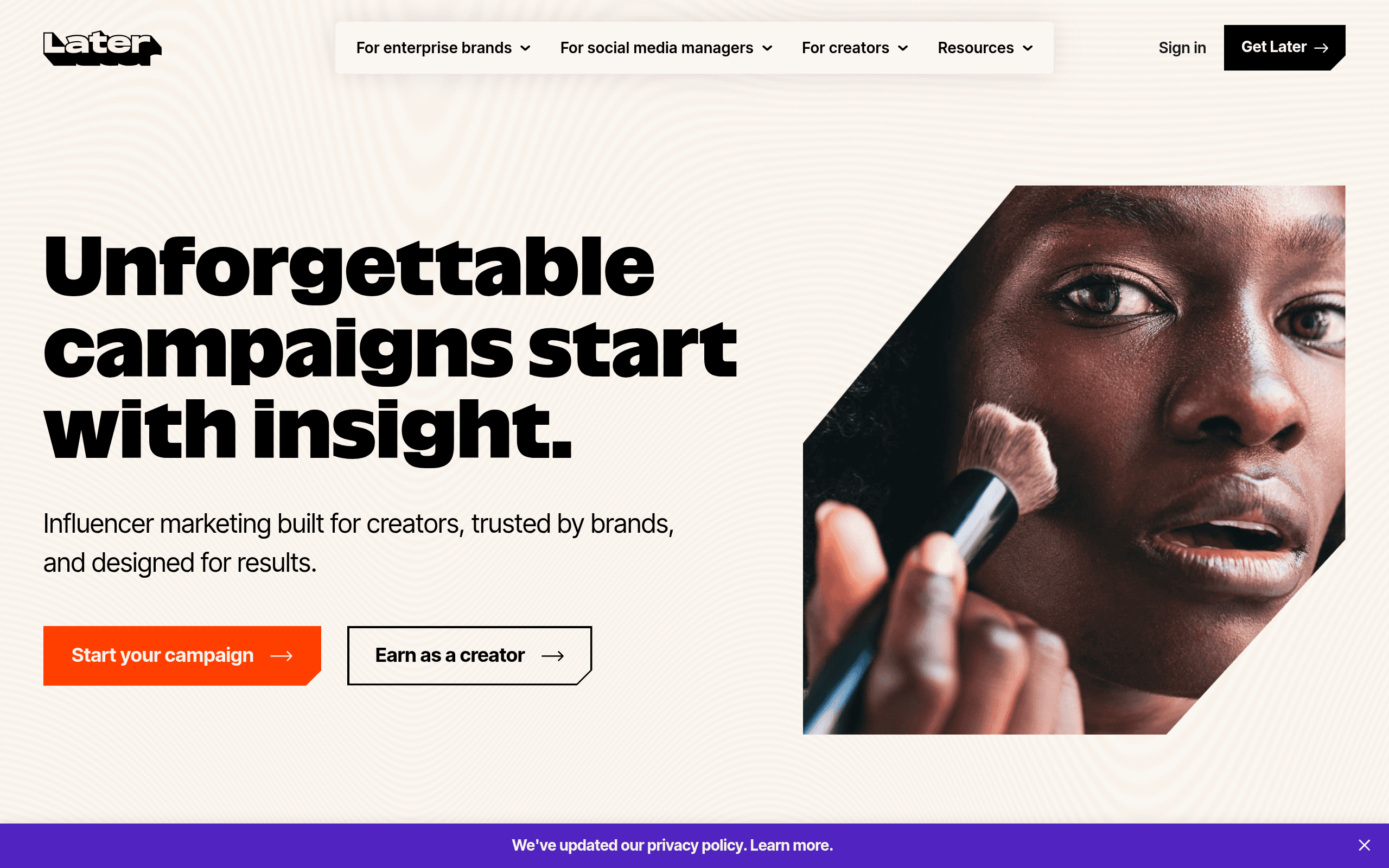 Later website screenshot