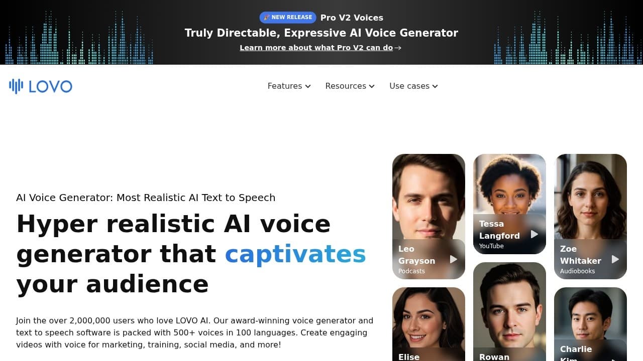 Lovo website screenshot