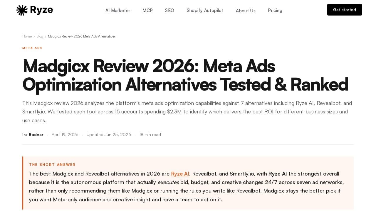 Madgicx website screenshot