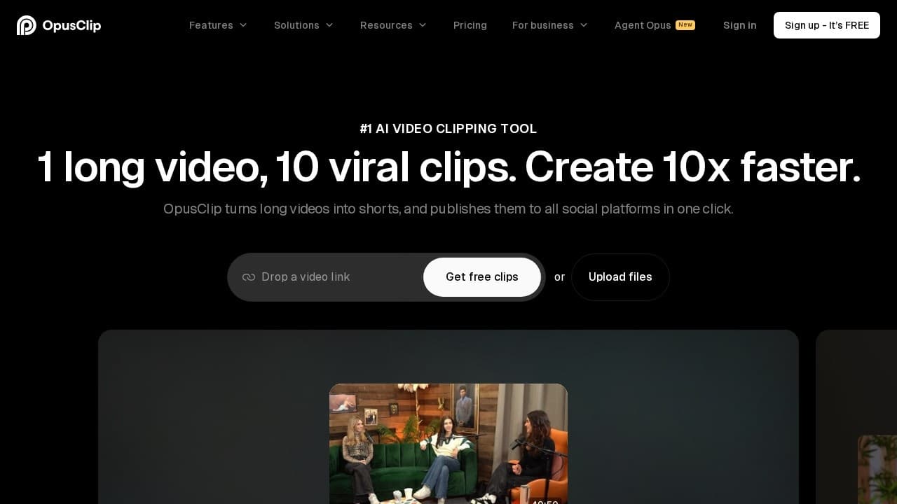 Opus Clip website screenshot