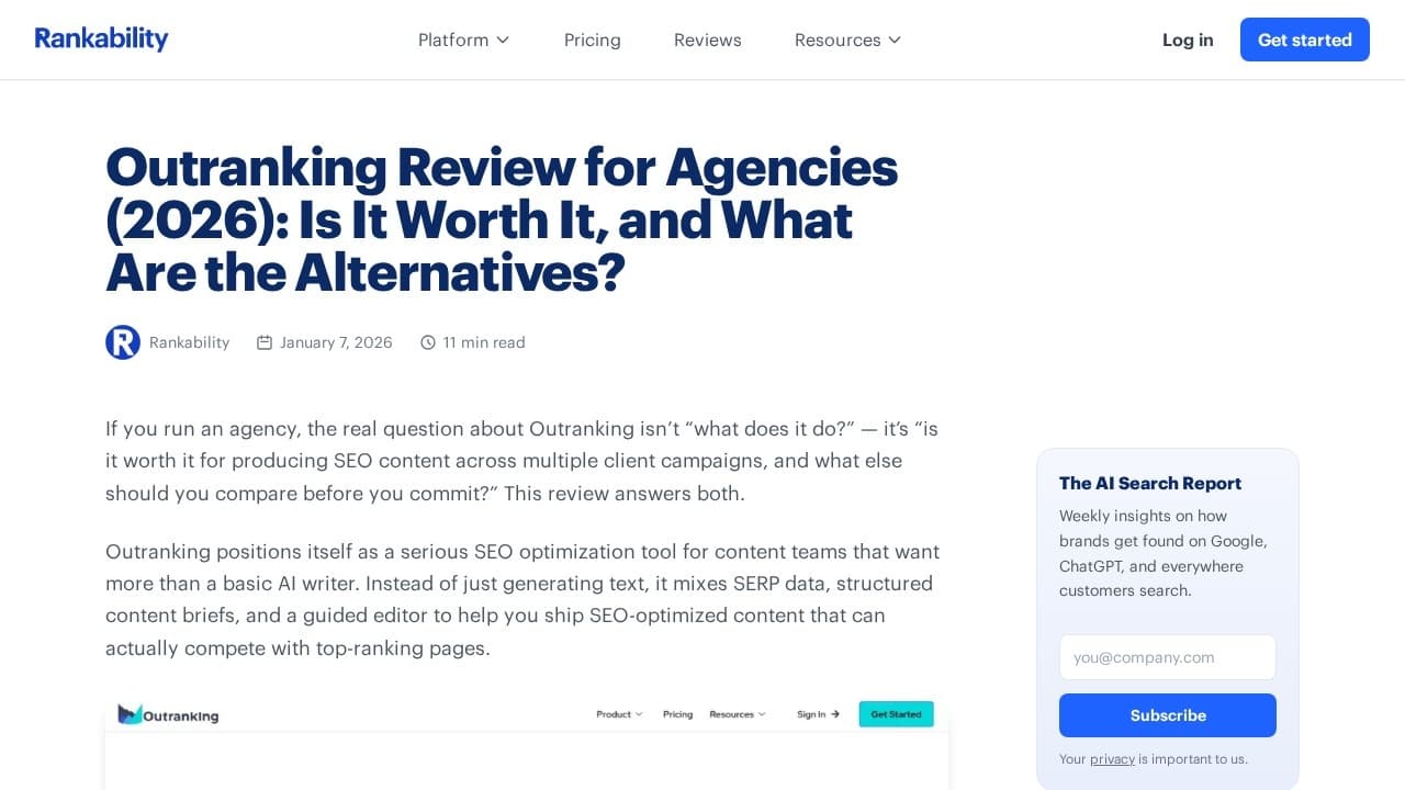 Outranking website screenshot