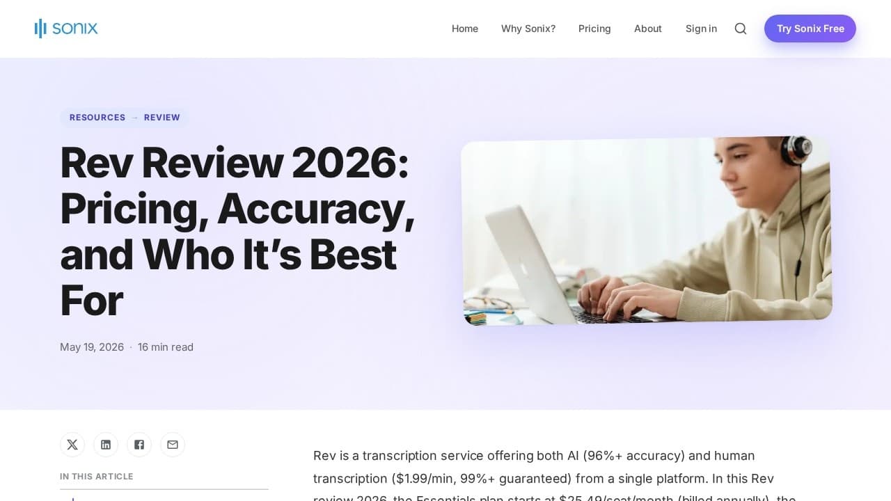 Rev website screenshot
