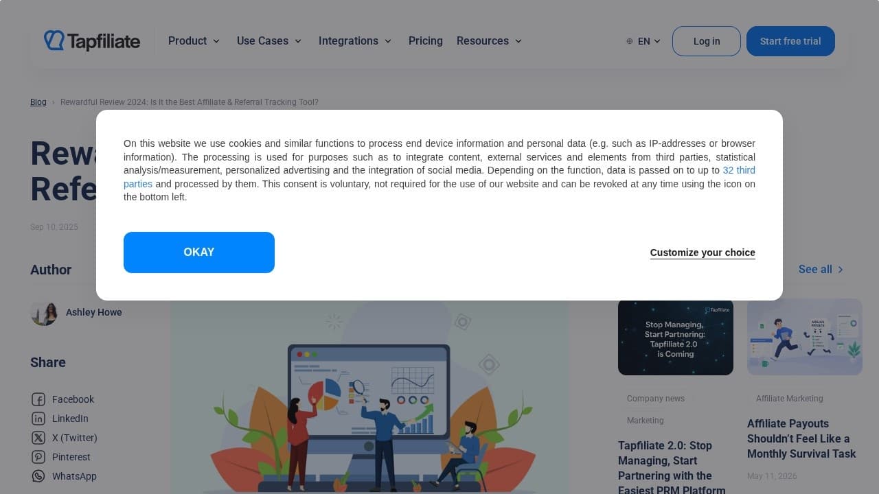 Rewardful website screenshot