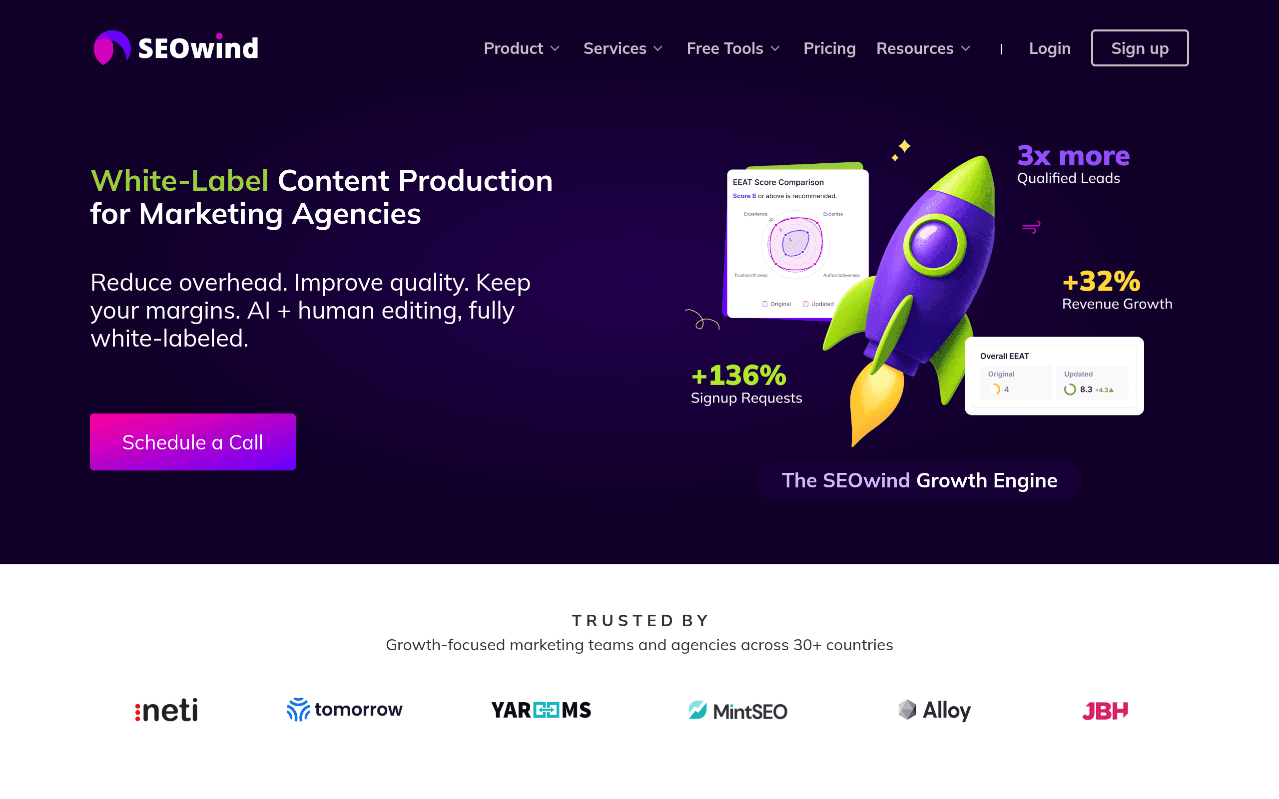 SEOwind website screenshot