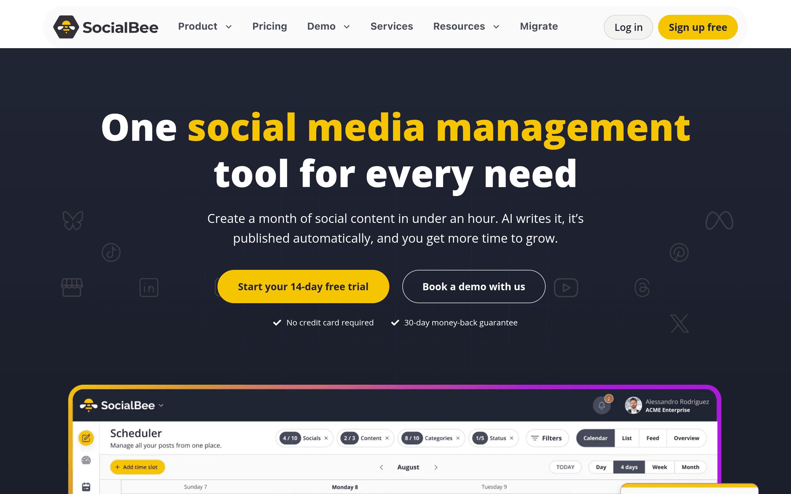 SocialBee website screenshot
