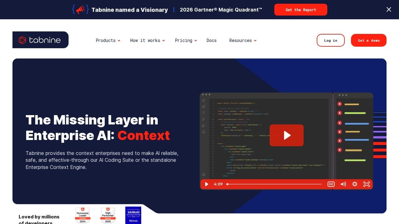 Tabnine website screenshot
