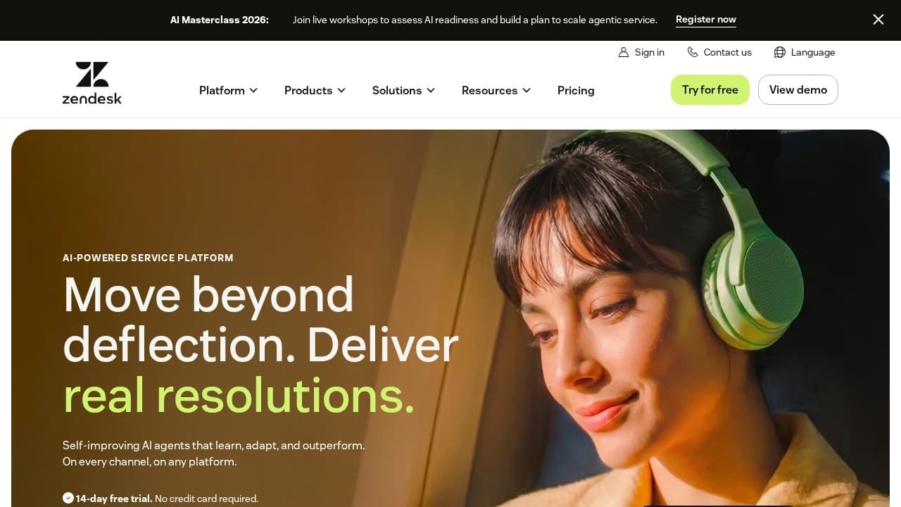 Zendesk AI website screenshot