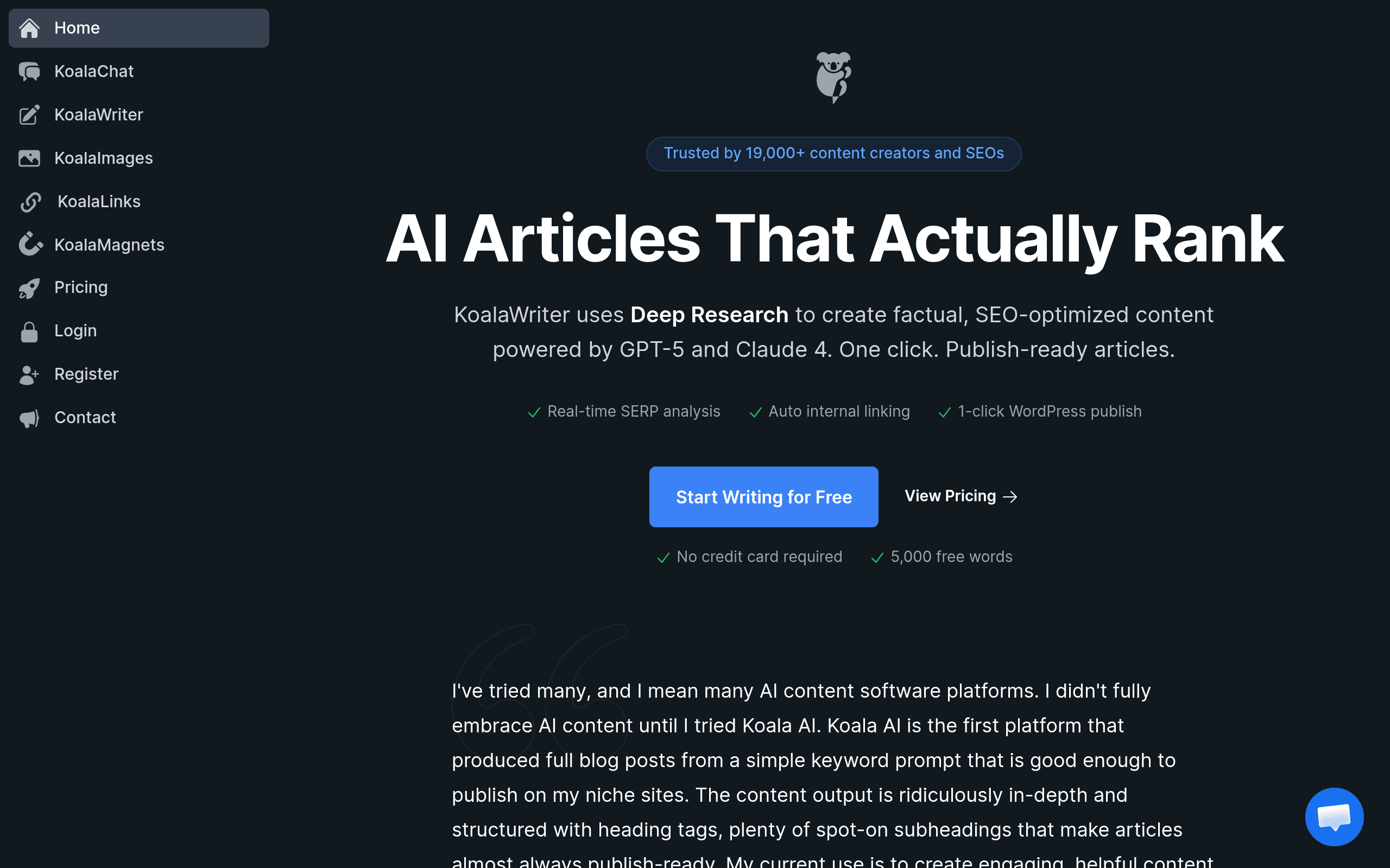 KoalaWriter (Koala AI) website screenshot