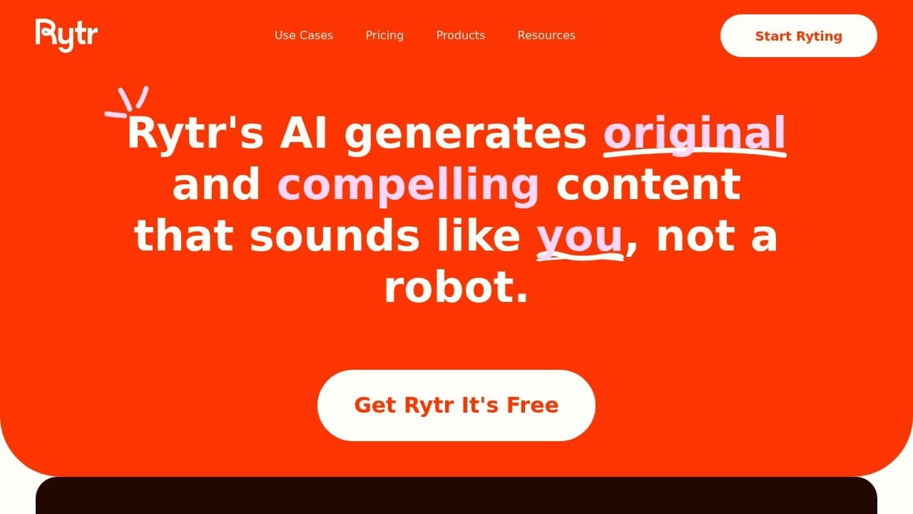 Rytr website screenshot