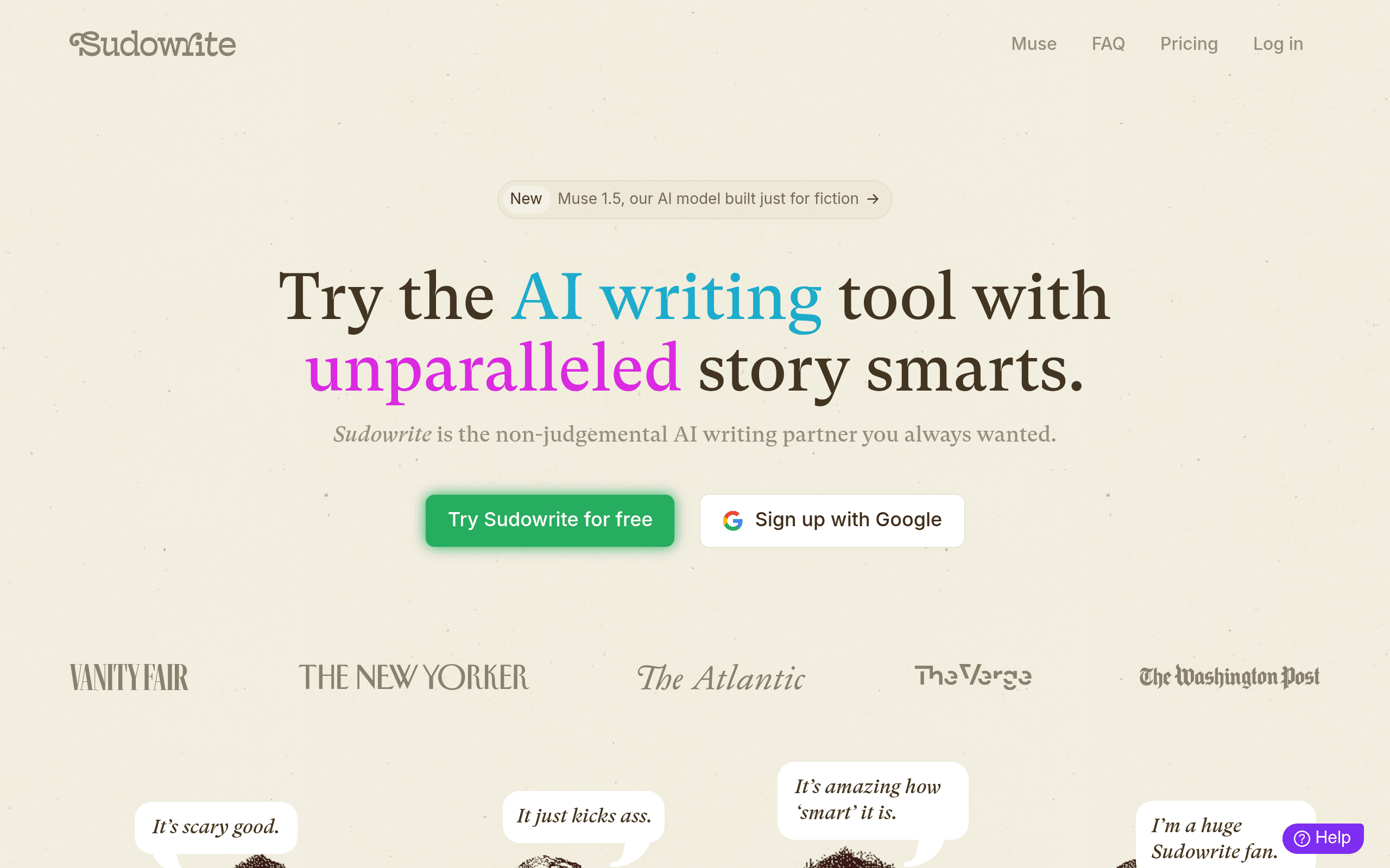 Sudowrite website screenshot