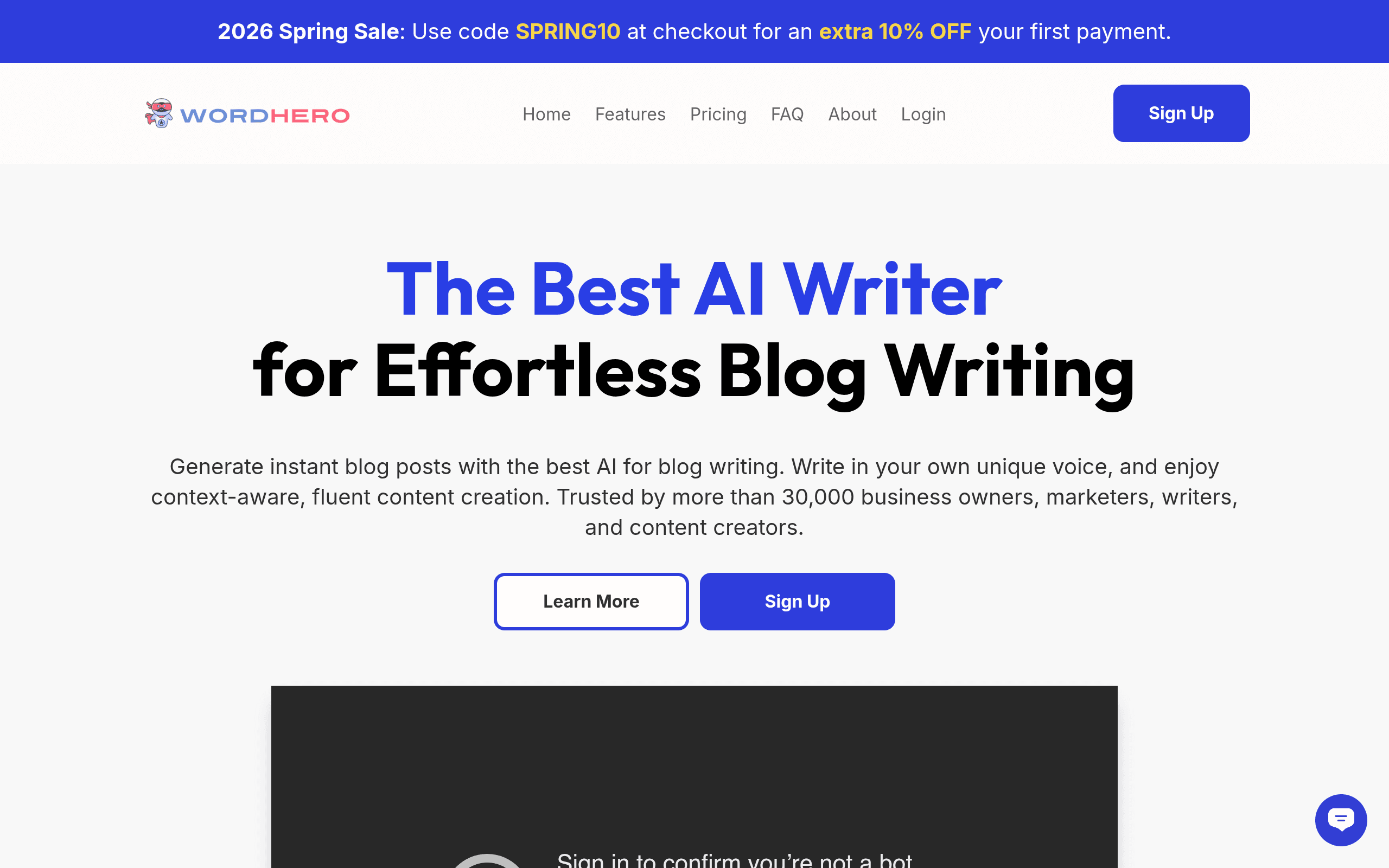 WordHero website screenshot